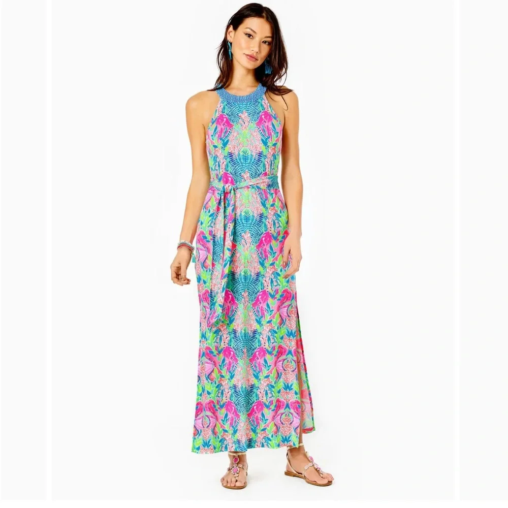 EUC (Worn Once) Lilly Pulitzer Monterrey Maxi Dress Multi Reeflections Print - Picture 5 of 7